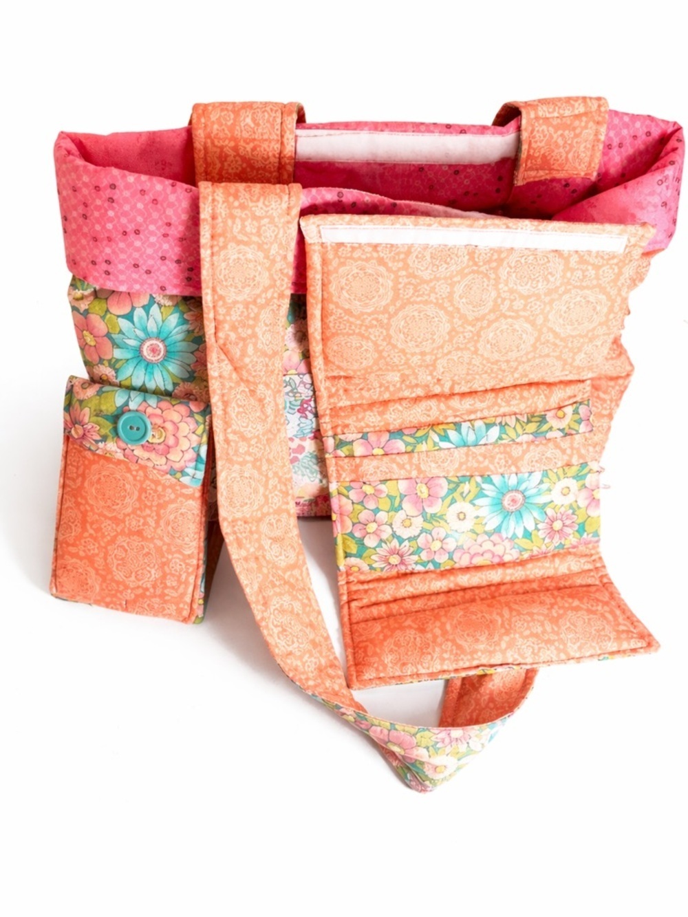 Handmade Floral Patchwork Tote Bag Set w/ Matching Wallet,Eyeglass Case, & Pouch - Picture 7 of 14